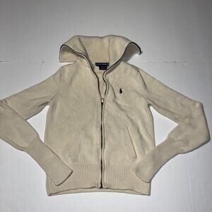 Ralph Lauren Sport women's full zip turtleneck sweater medium cream